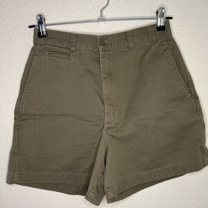 Army green Flat Front Shorts with Relaxed Fit